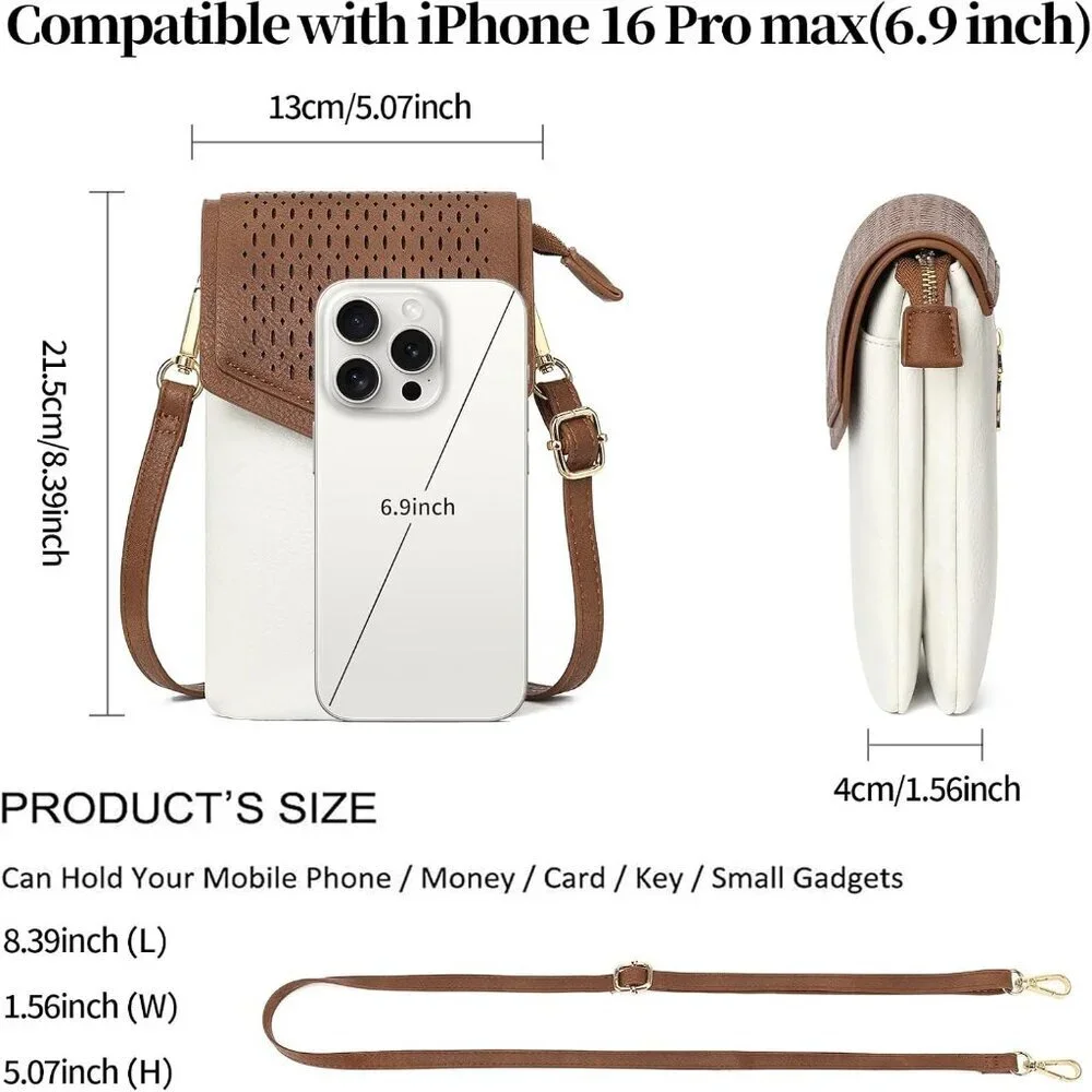 Small Leather Crossbody Bag Women Cell Phone Purse Wallet Compartments